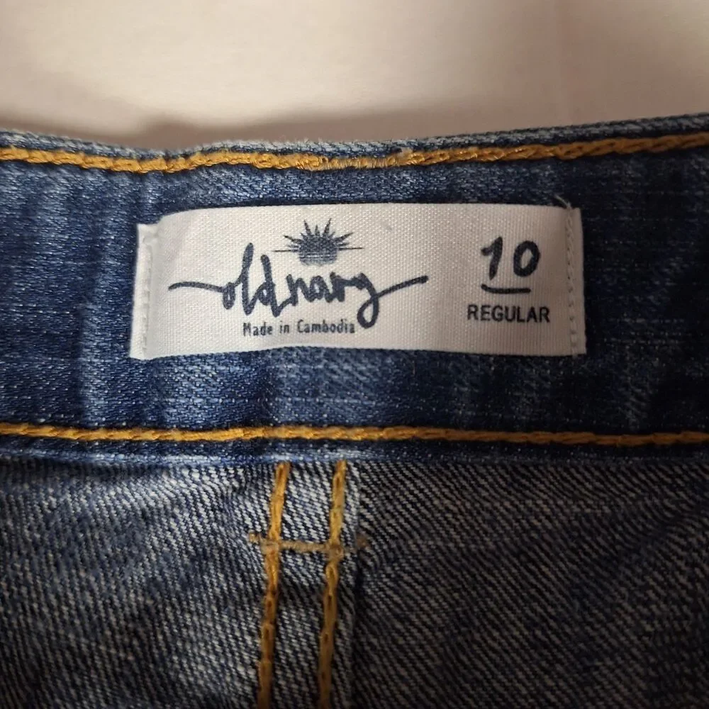 Old Navy Dark Acid Wash Blue Denim Mid Rise Jean Shorts Vintage Y2K Girl's Sz 10